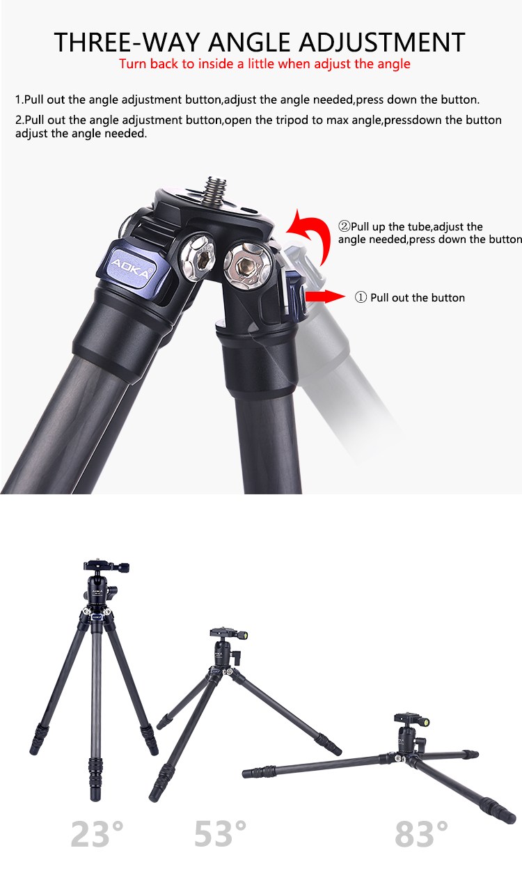 AOKA Lightweight Compact Travel Carbon Fiber Backpacking Tripod (3)8ho