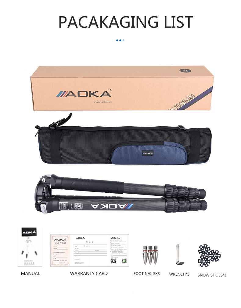 AOKA TKPRO524C Professional Heavy Load Big Carbon Fiber Long Systematic Tripod (6)xu4