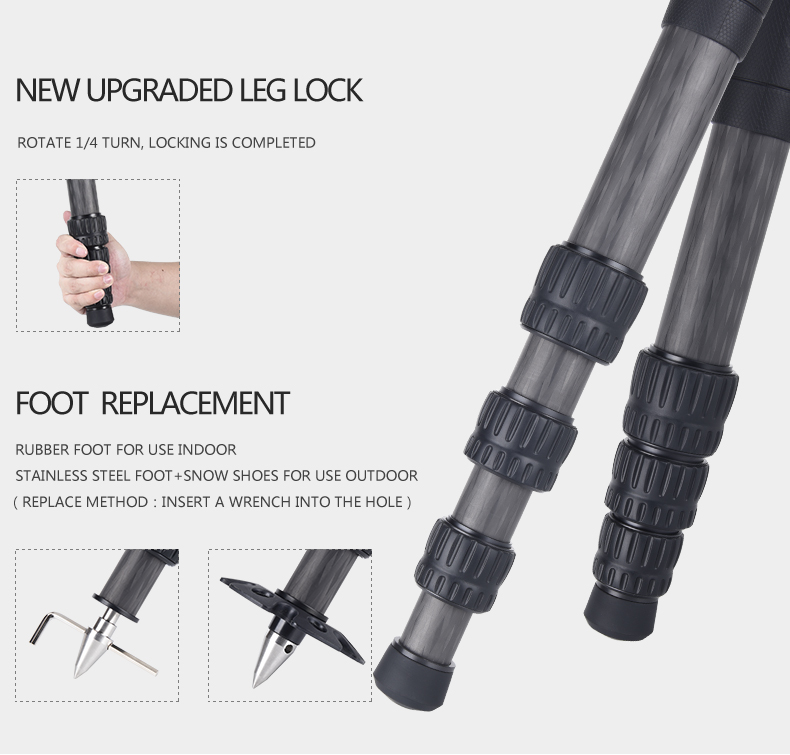 AOKA TKPRO524C Professional Heavy Load Big Carbon Fiber Long Systematic Tripod (5)e9m