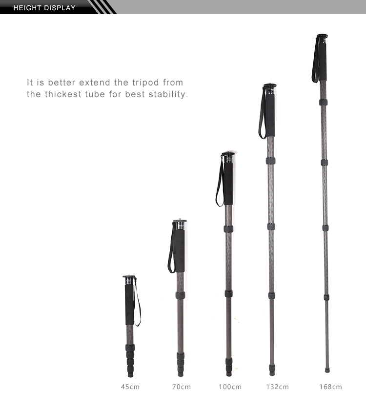 AOKA KM325C Five Sections Carbon Fiber Travel Camera Monopod Stand for Video (6)mw6